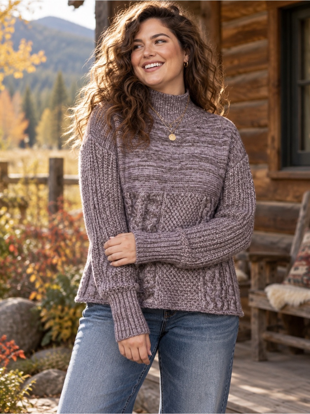 Simply Vera Vera Wang Marled Turtleneck Sweater | Cable Knit Cozy | Women's XL